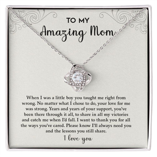 To My Amazing Mom | I Love You - Love Knot Necklace
