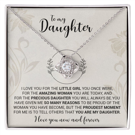 To My Daughter | I Love You Now & Forever - Love Knot Necklace